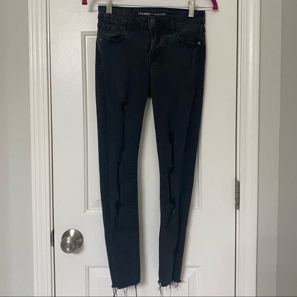 OLD NAVY • Rockstar Mid-Rise Distressed Denim Skinny Jeans Black - Picture 2 of 9